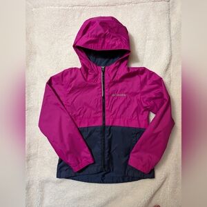 Columbia Girl's Rain-Zilla Jacket, Color: Wild Fuchsia, Nocturnal, Size Small